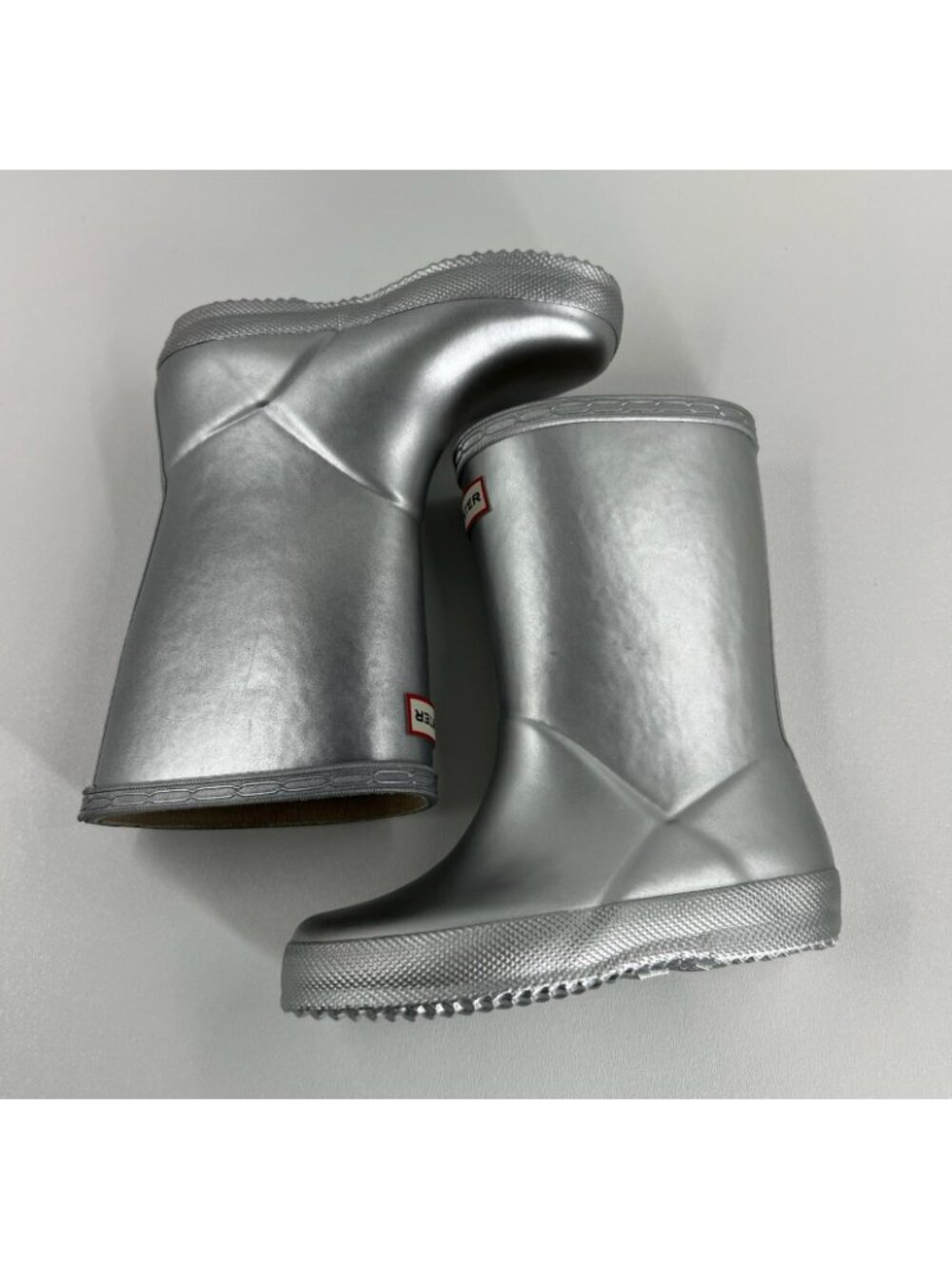 Hunter Kids First Classic Rain Boots Toddler US 10B 11G Pull On Metallic Silver - Picture 6 of 12